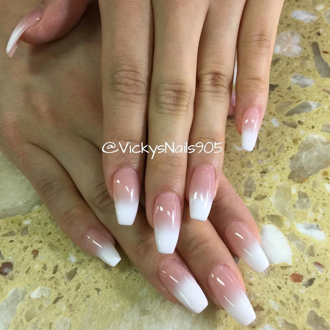 Coffin Uv Gel Nails With Ombre Manicure Nails Vickysnails Mississauganails Gel Nails French Uv Gel Nails Swag Nails
