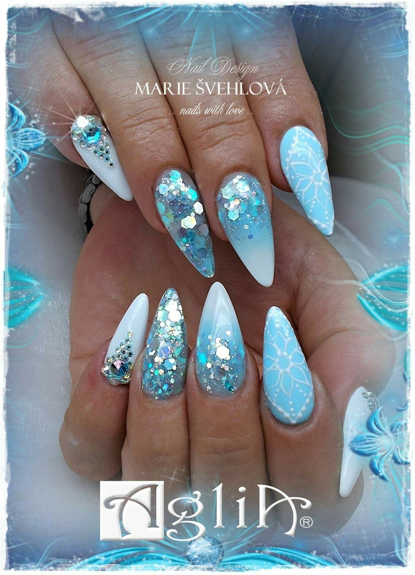 Acrylic Nails Gel Design Ice Blue Nails Design Nehtu Nehty Napady Na Nehty