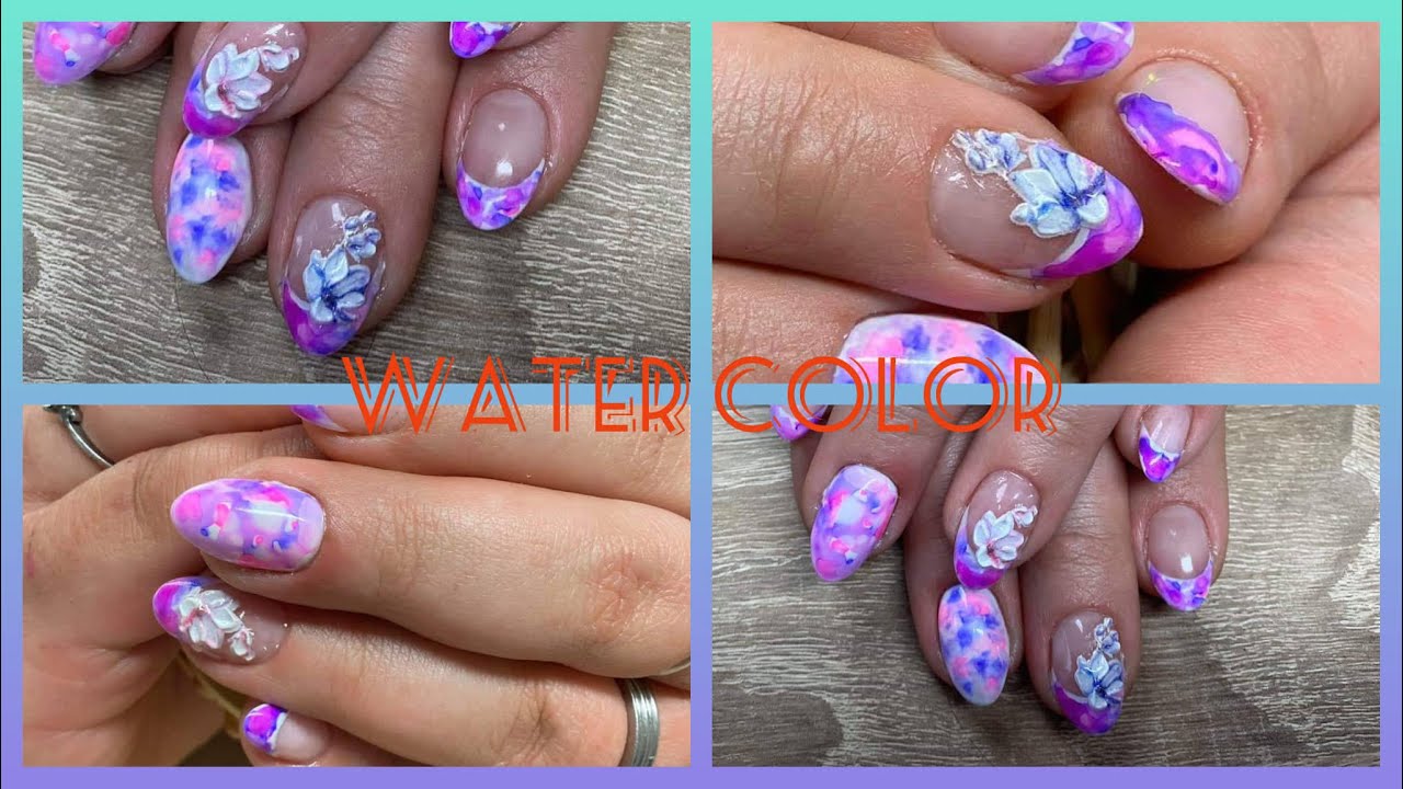 Akrylove Nehty S Efektem Water Color Inkoustove Barvy Youtube