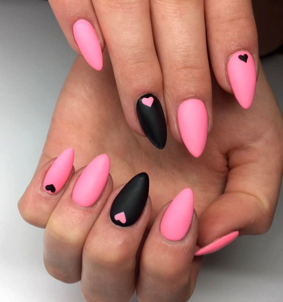 Unique Pink Black Matt Summer Nail Art Nailartdesigns V Roce 2020 Akrylove Nehty Gelove Nehty A Nehty