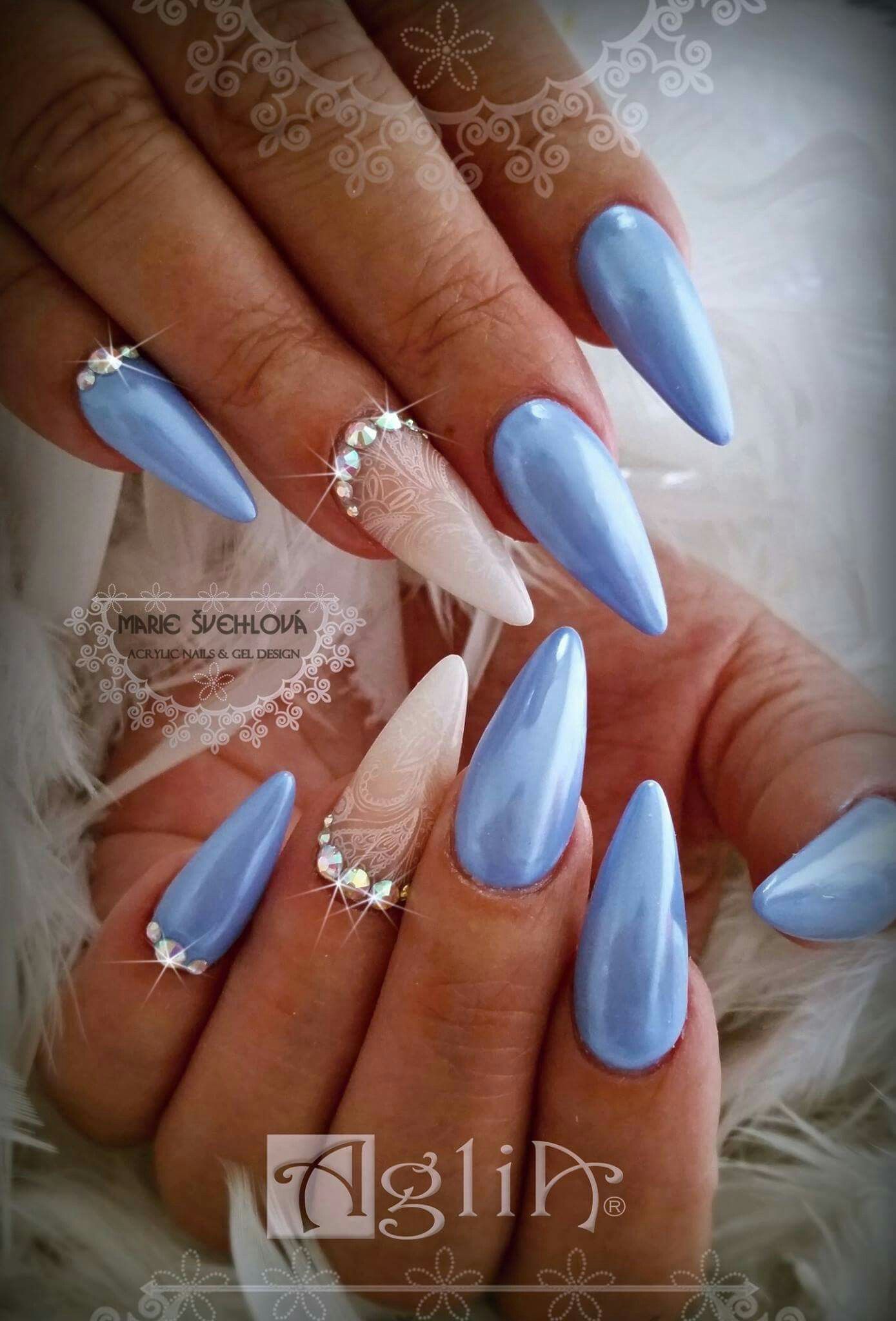 Acrylic Nails Gel Design Blue Nails Design Nehtu Nehty Design