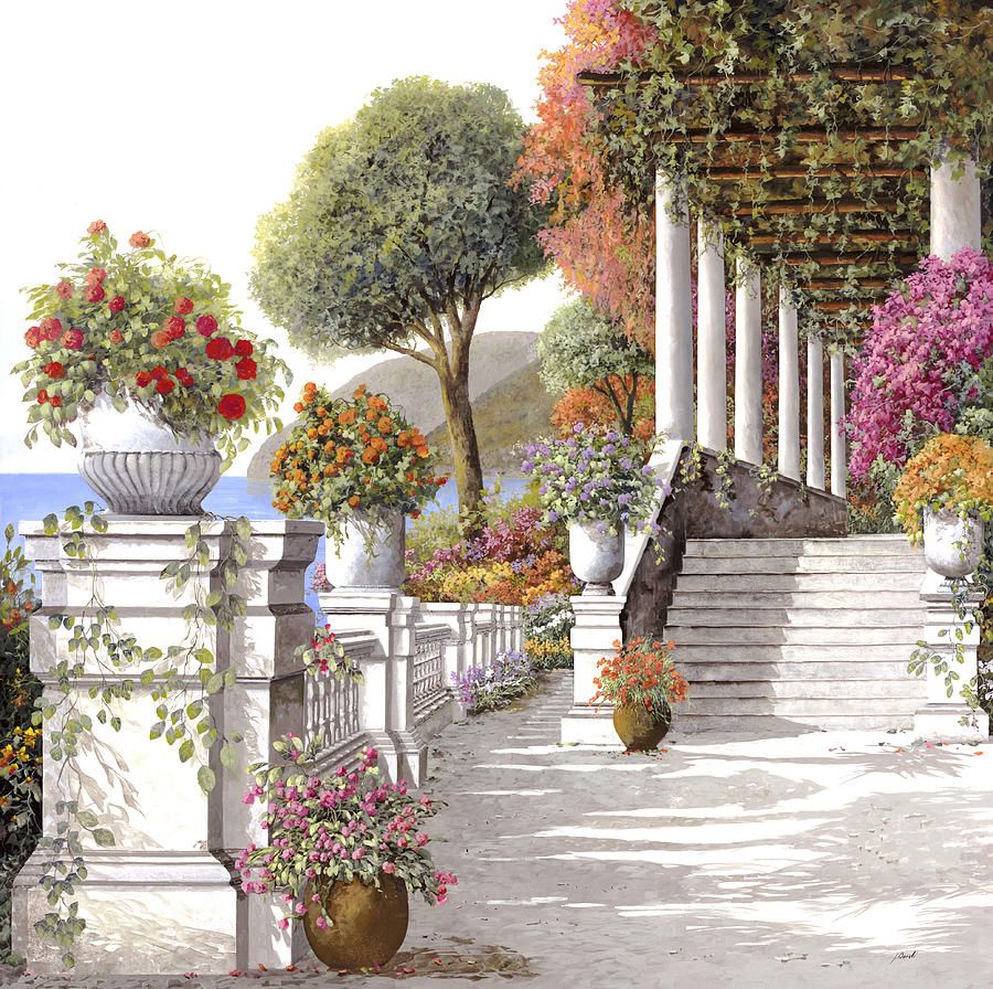 Four Seasons Summer On Lake Como Beautiful Italian Painters Landscape Paintings Painting