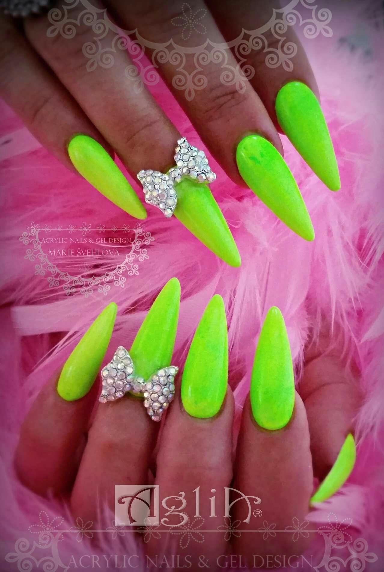 Acrylic Nails Gel Design Neon Lime Nails Long Nails Summer Nails Nails Lime Nails Black Nail Designs