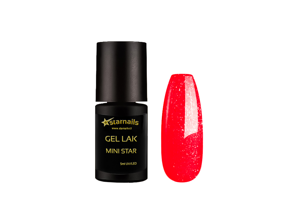 Gel Lak Mini Star 5ml Neonovy Cerveny Holograficky Gellak