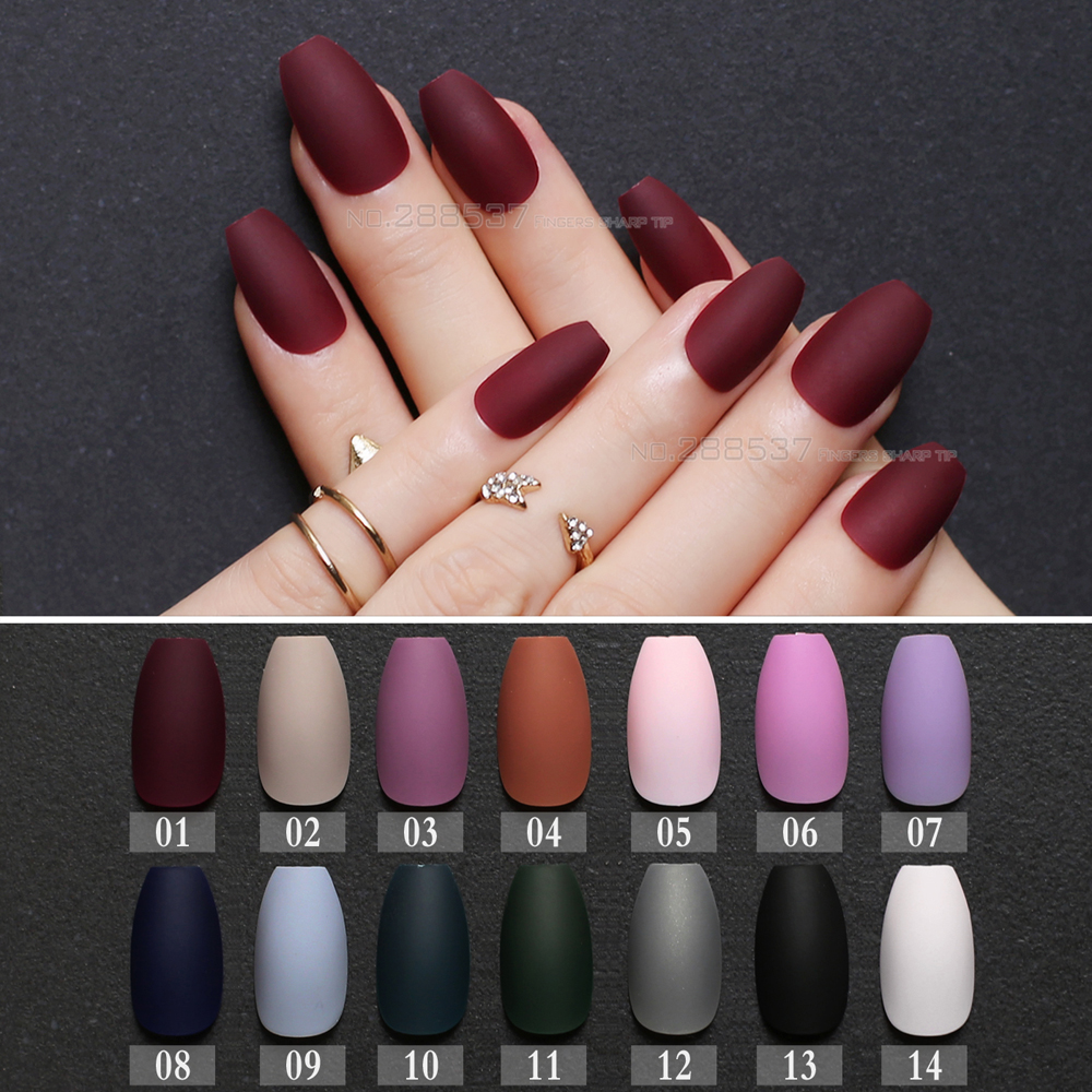 Cumpără Cuie Art Tools Frosted Finished Gray Matte False Nails Brown Short Paragraph Green 24pcs Square Head Matte Fake Nails Purple Classic Red Blue