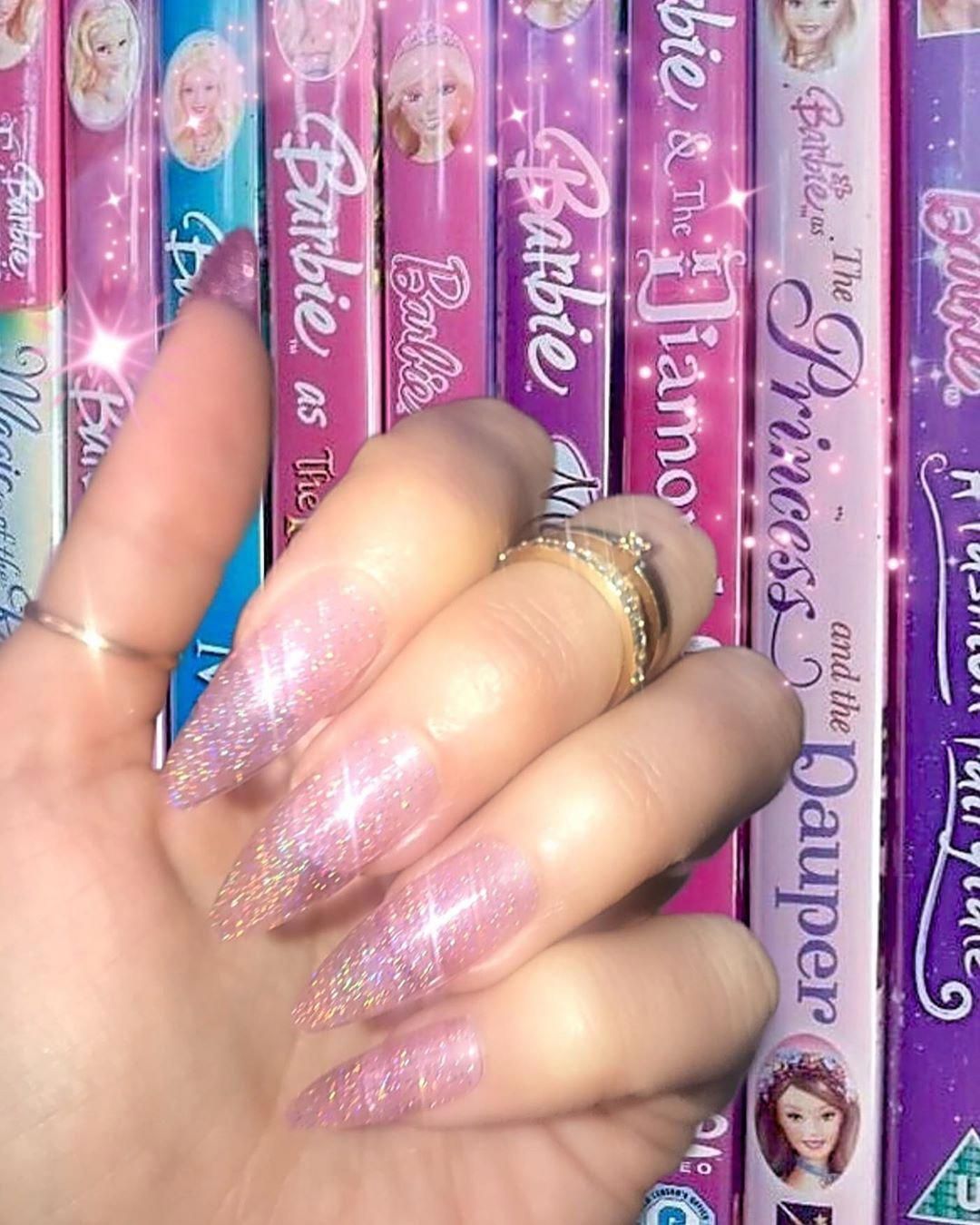 Tres She On Instagram Creamy Soda Baby Pink Holo Jelly Tsinstantacrylics Mymix Pretty Acrylic Nails Dream Nails Cute Nails