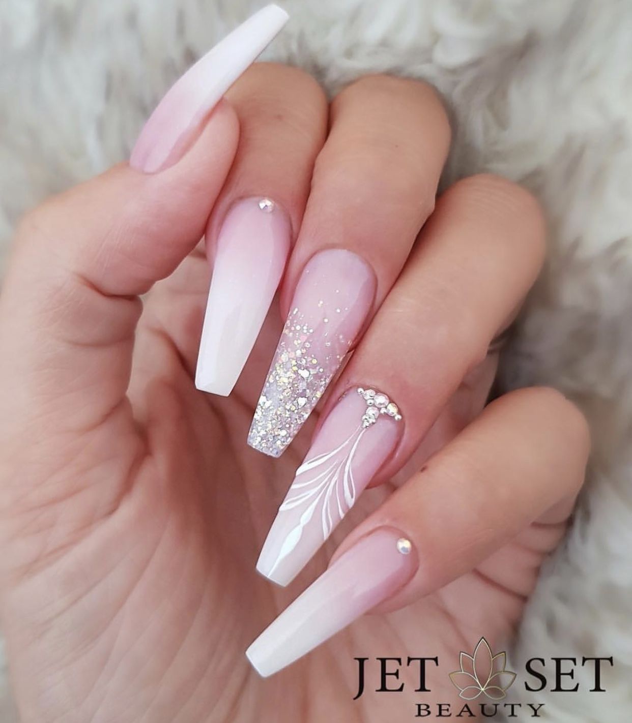 Pin By Angelina On Wedding In 2020 Bride Nails Pink Acrylic Nails Cute Acrylic Nails