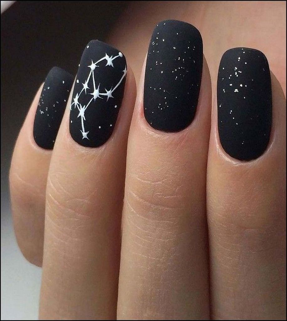 41 New Summer Nail Color For Beauty Black Nails With Glitter Nail Designs Glitter Black Nail Designs