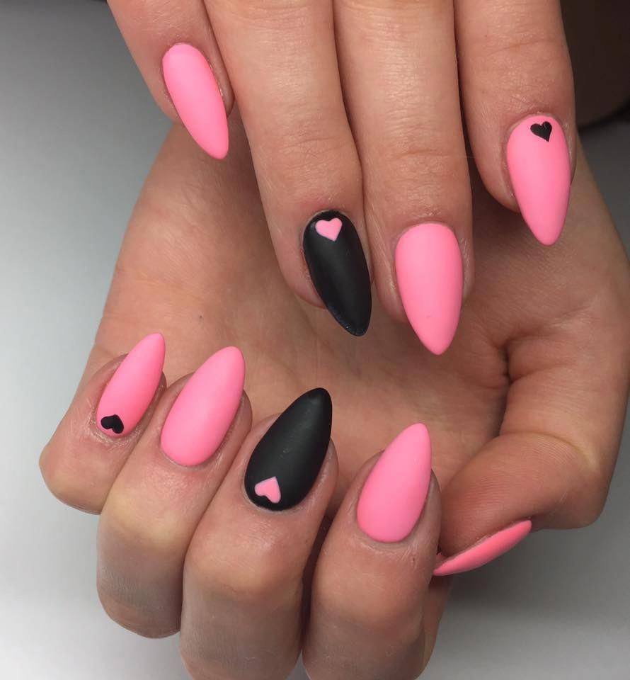 Unique Pink Black Matt Summer Nail Art Easynailartdesigns Akrylove Nehty Gelove Nehty Nehty