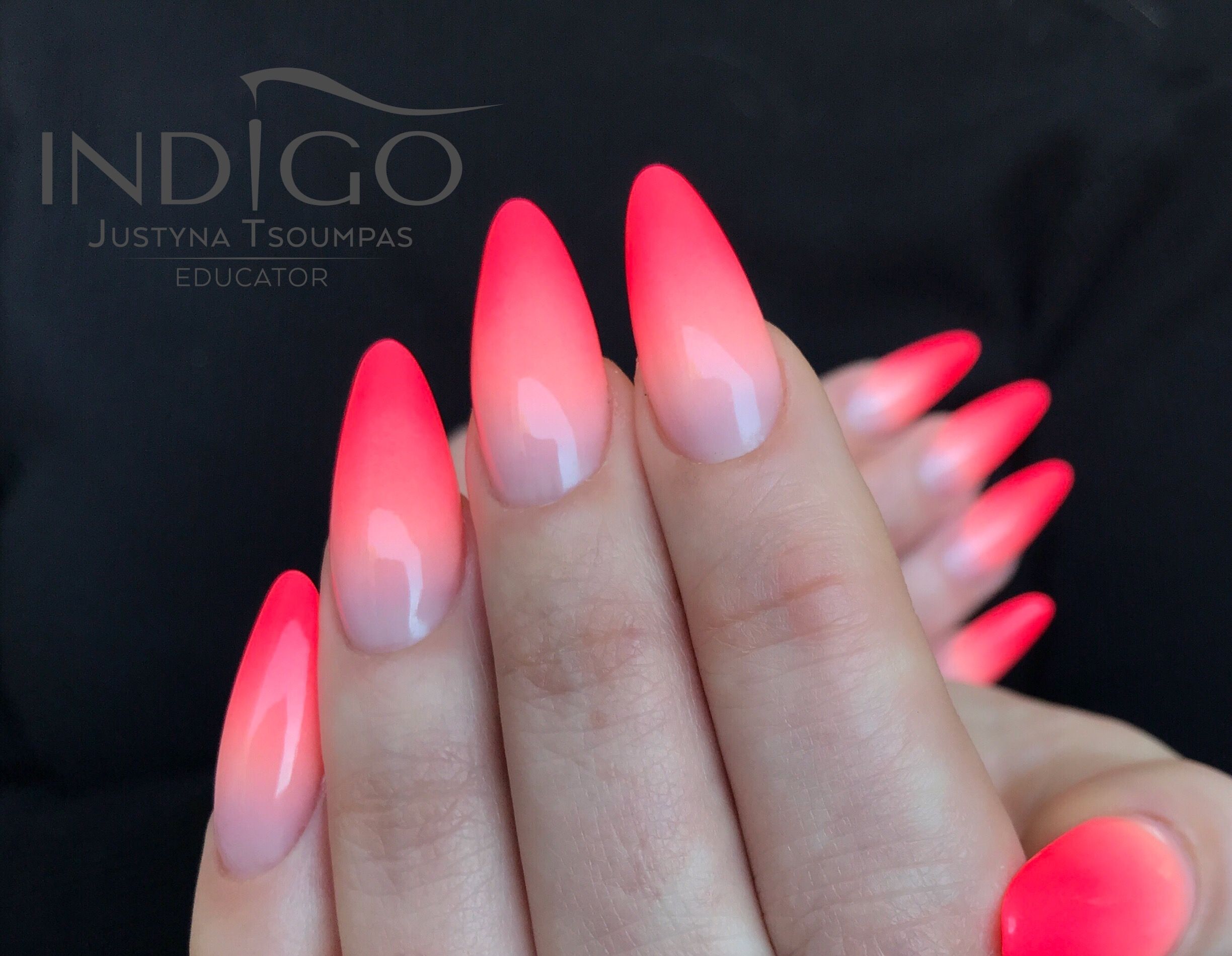 Neon Ombre Indigo Nails Pink Ombre Nails Ombre Nails Nail Designs Hot Pink