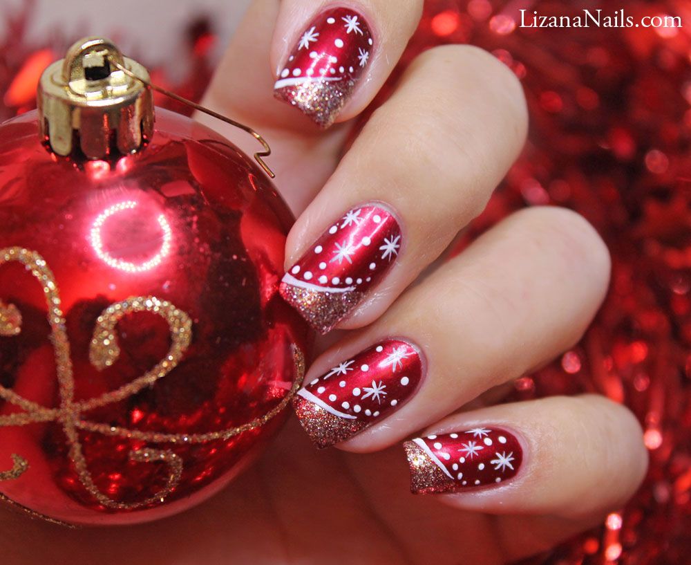 Christmas Nail Design With Images Cervene Nehty Gelove Nehty Design Nehtu
