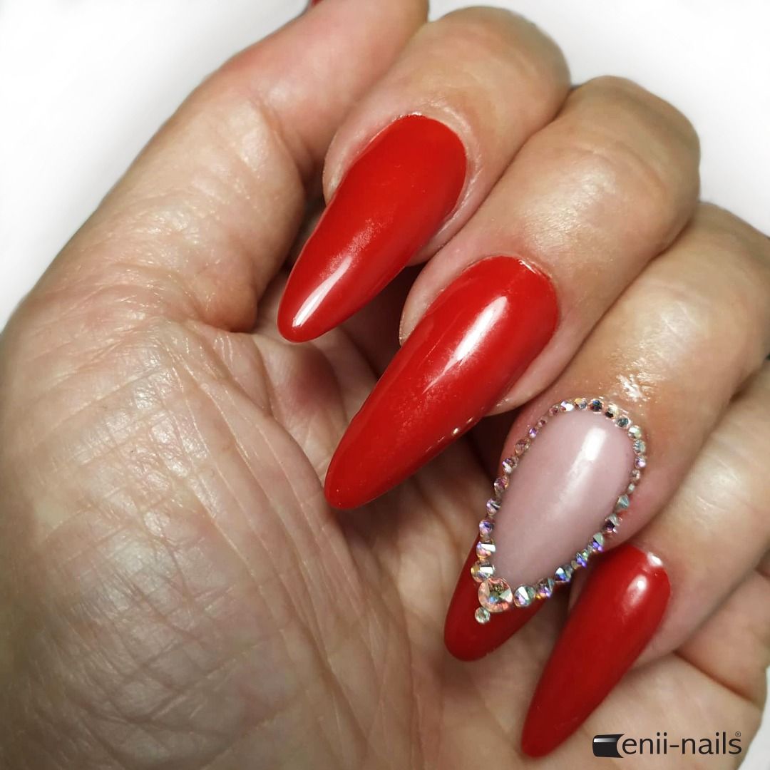 Friday Milano Red Gel Lak Inspiration Poly Gel Light Pink Nail Prep Super Stick Stones And Shine Of Course Rubbersystem Top